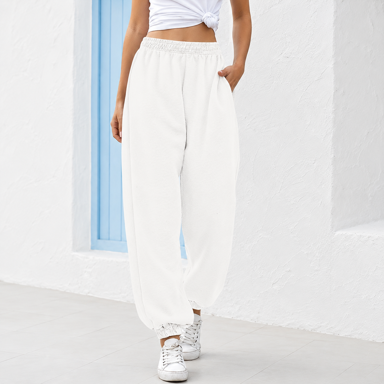High Rise Loose Fit Casual Pants With Wide Cut For Women