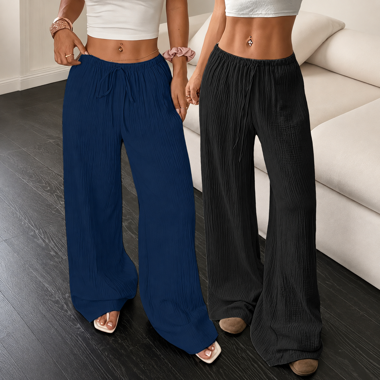Pack of 2 Straight Cut Casual Trousers for Women