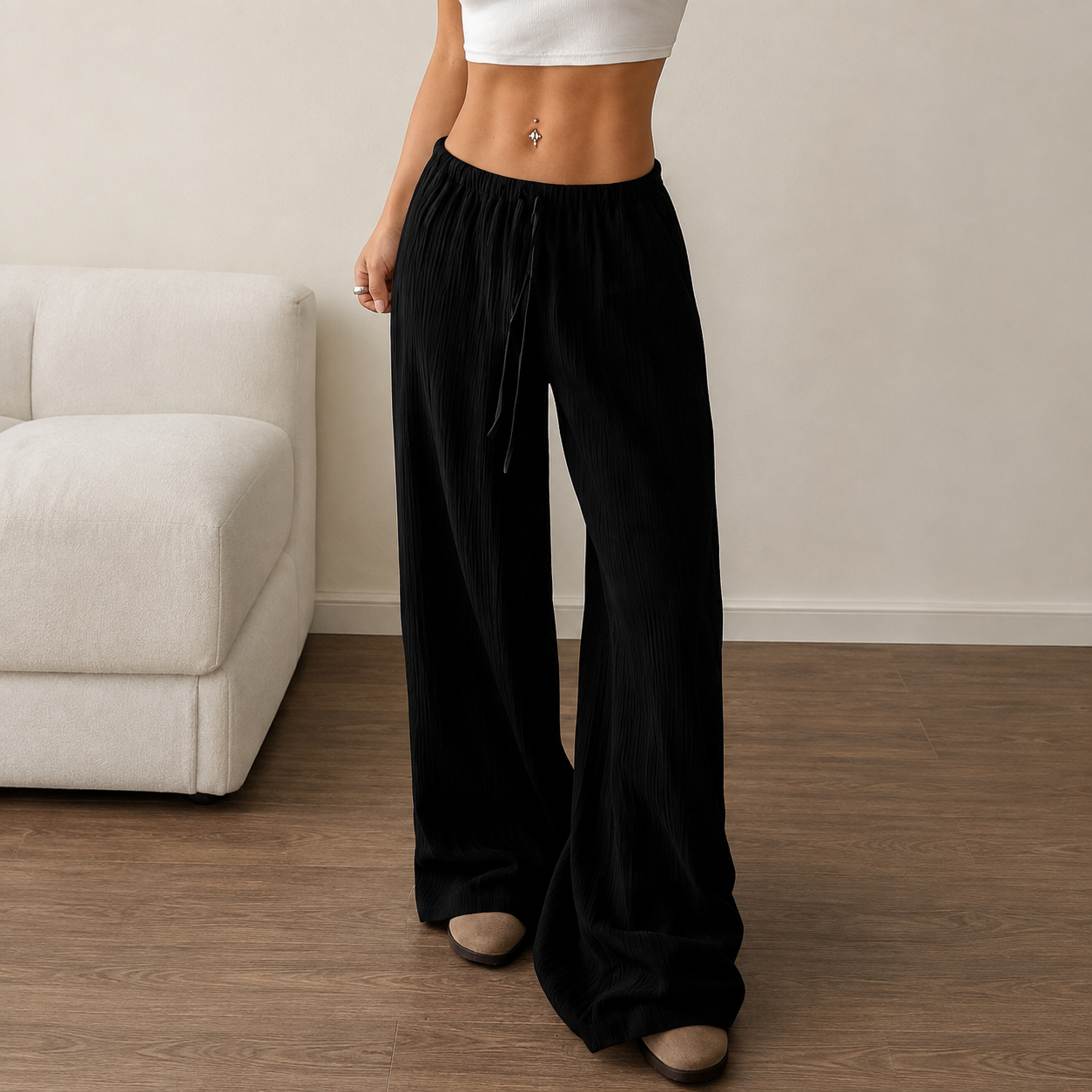 Pack of 2 Straight Cut Casual Trousers for Women