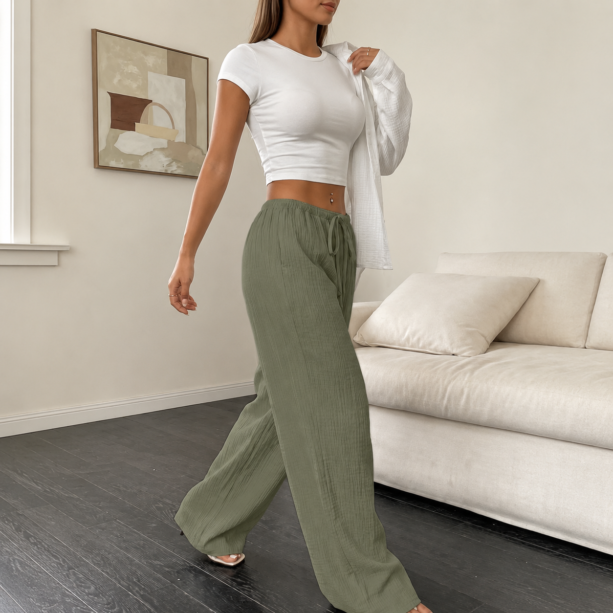 Pack of 2 Straight Cut Casual Trousers for Women