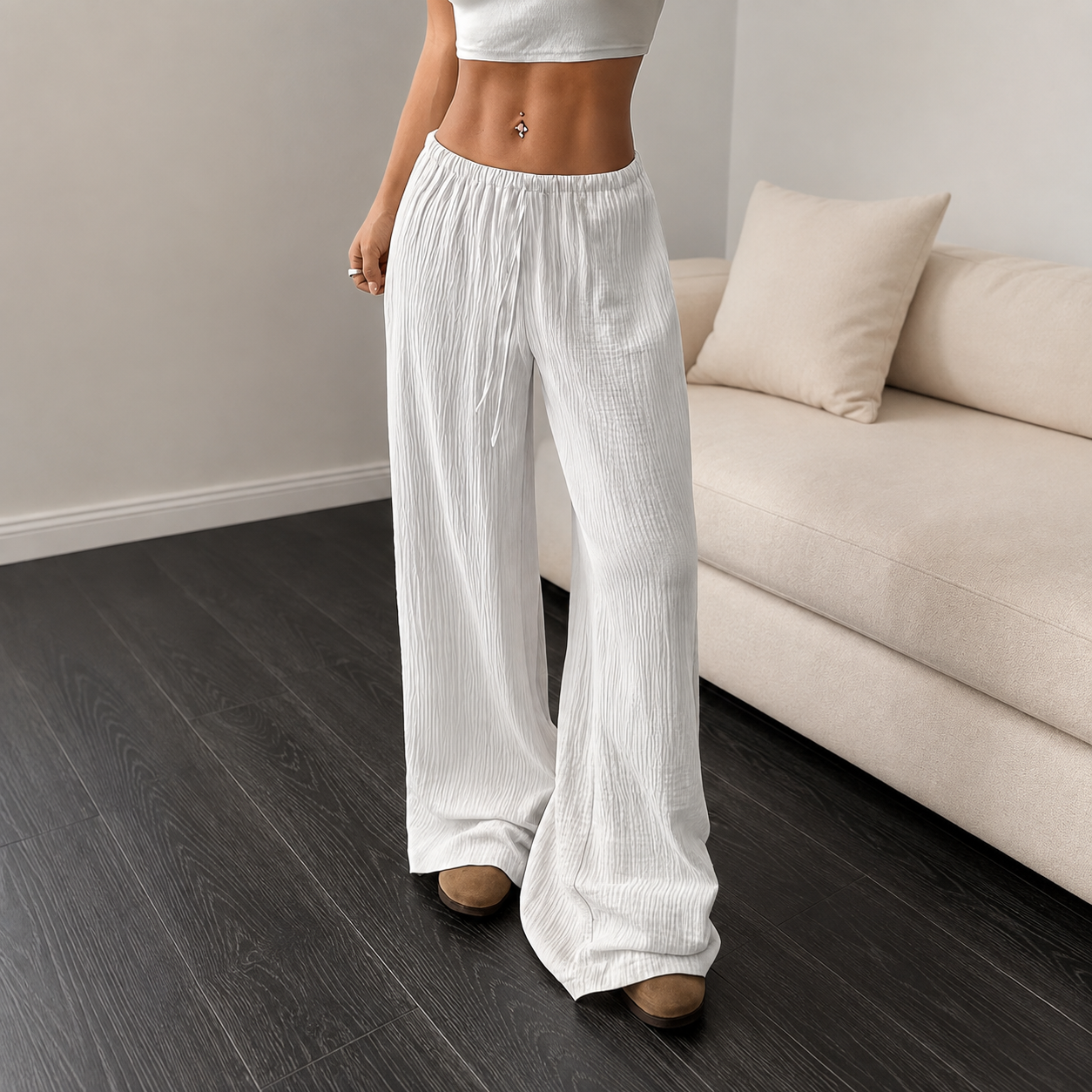 Pack of 2 Straight Cut Casual Trousers for Women