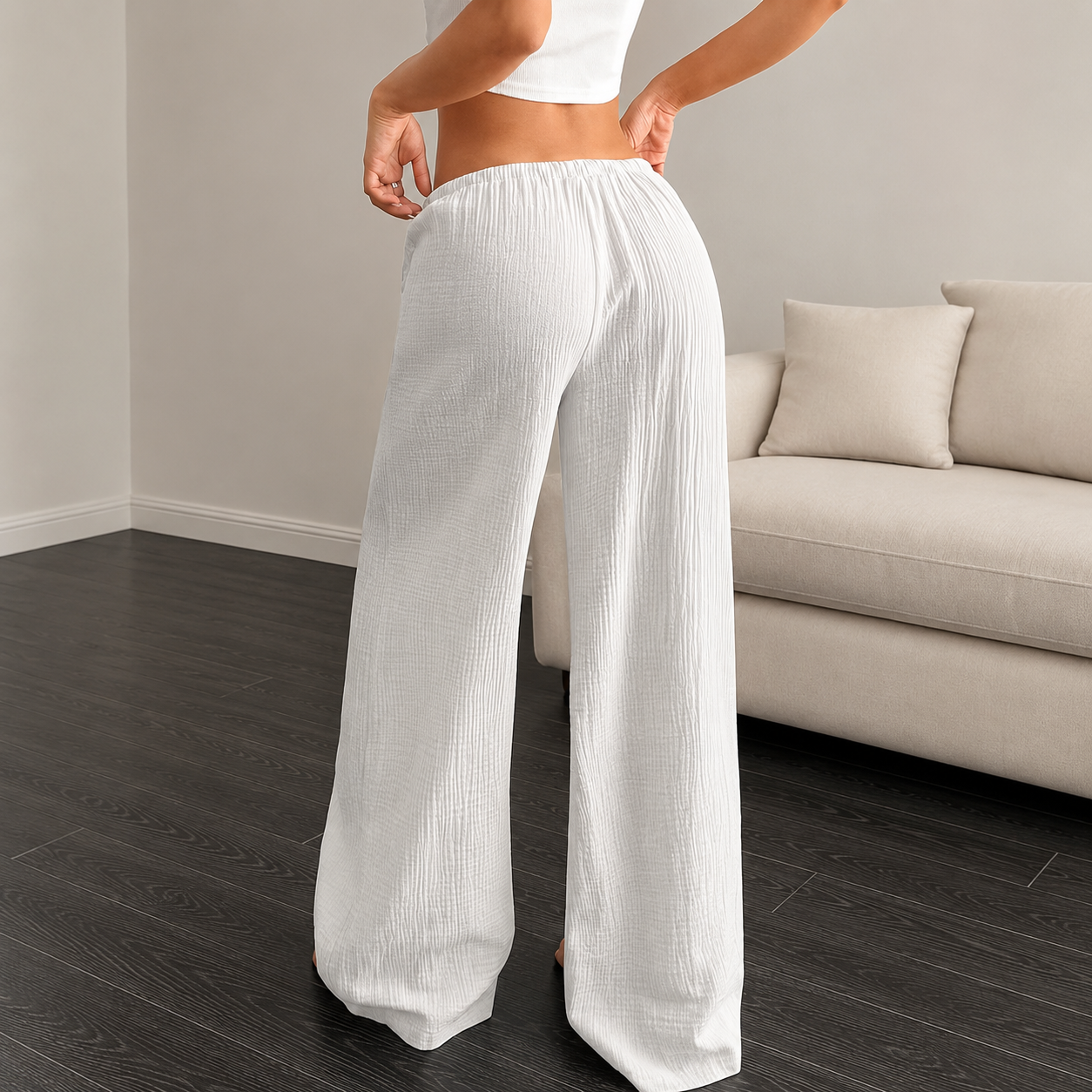 Pack of 2 Straight Cut Casual Trousers for Women