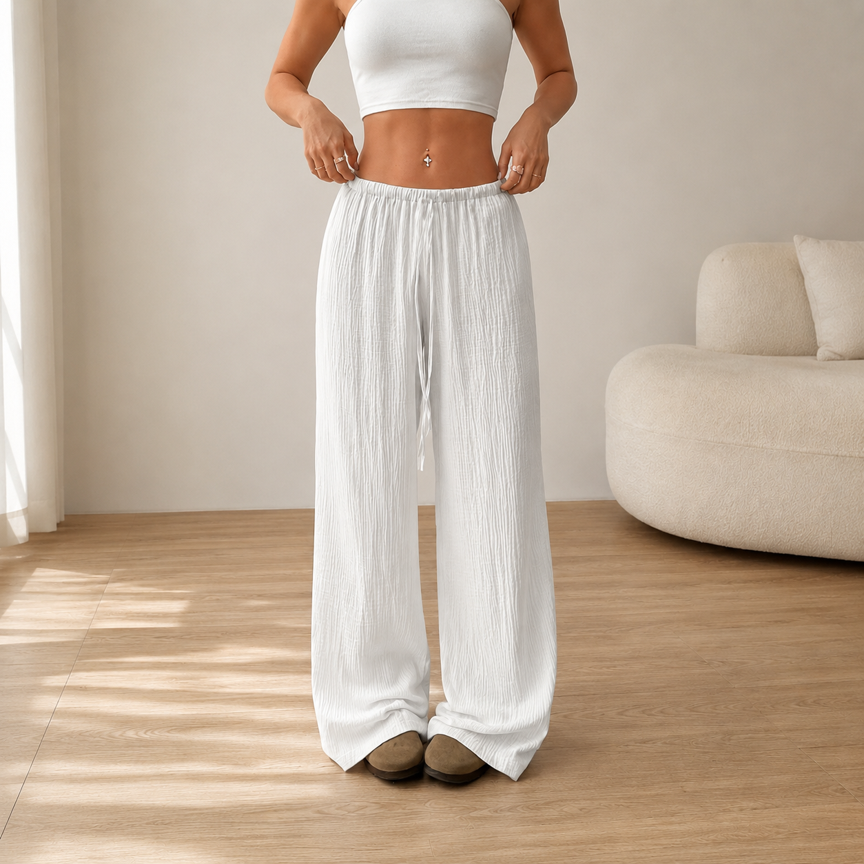 Pack of 2 Straight Cut Casual Trousers for Women