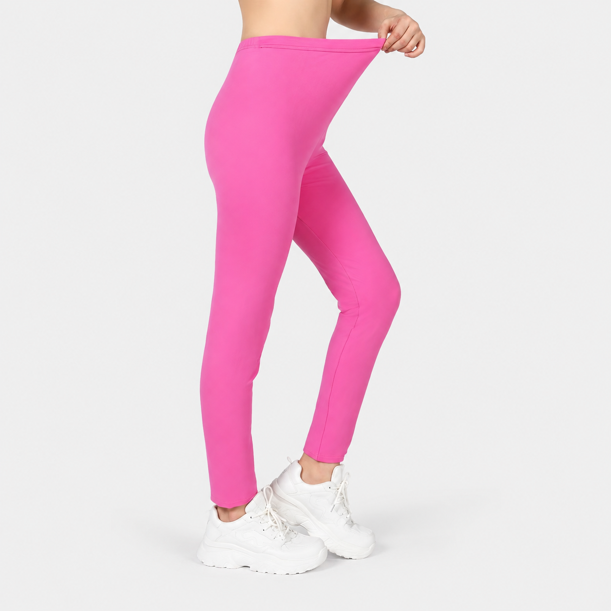 Casual Solid Opaque Full Length Leggings For Women