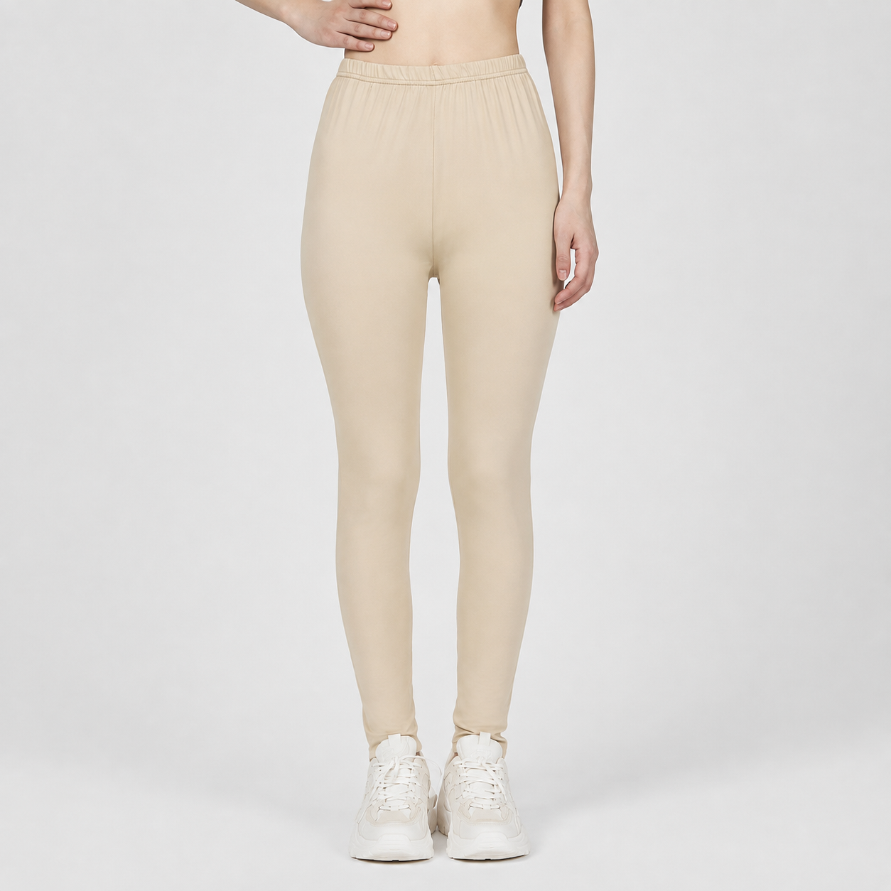 Casual Solid Opaque Full Length Leggings For Women