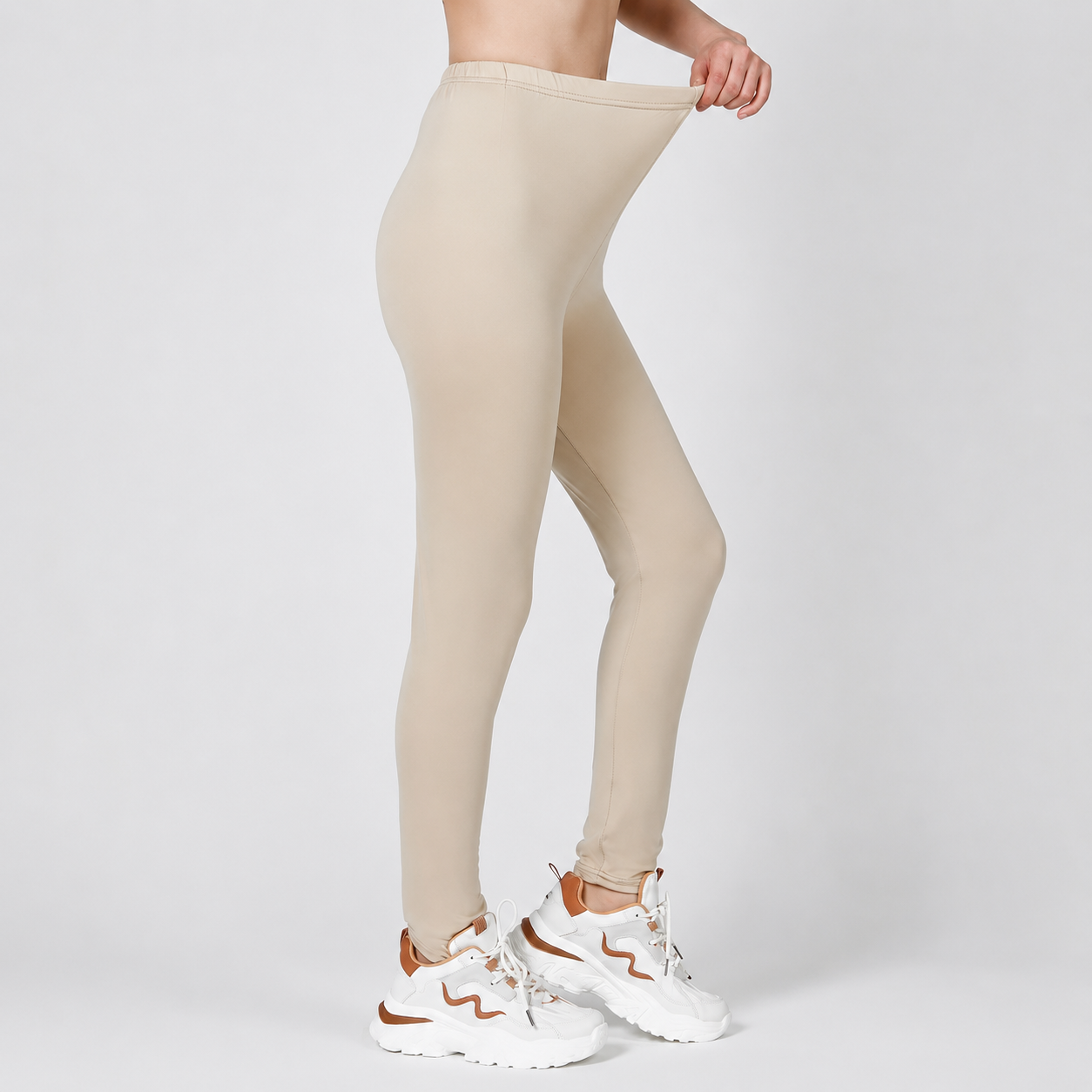 Casual Solid Opaque Full Length Leggings For Women
