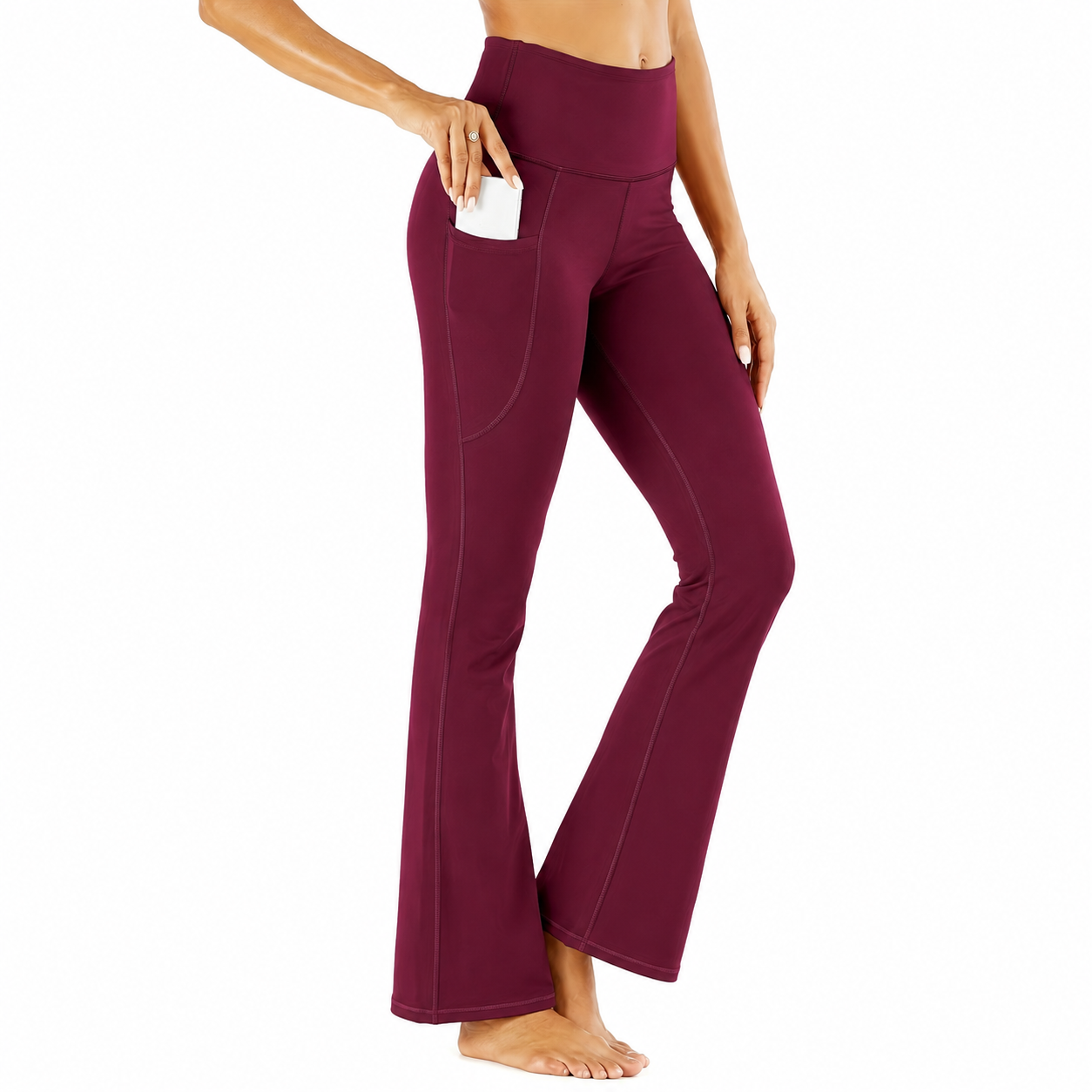 High Rise Bootcut Workout Pants With Pockets For Women
