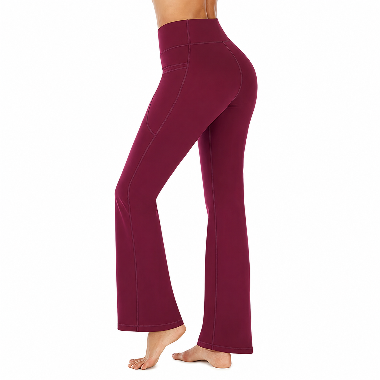 High Rise Bootcut Workout Pants With Pockets For Women