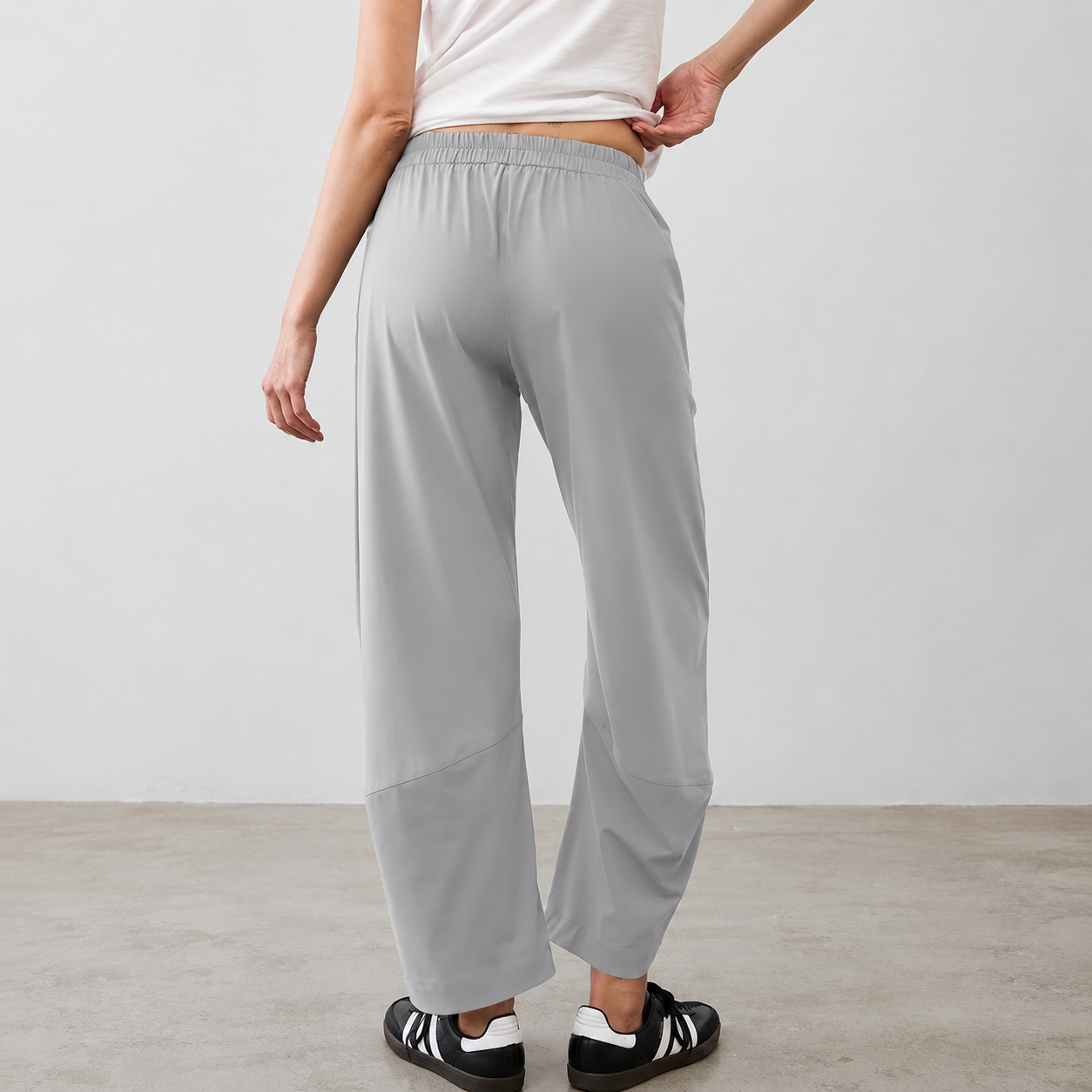 Mid Rise Tapered Pants With Pockets For Women