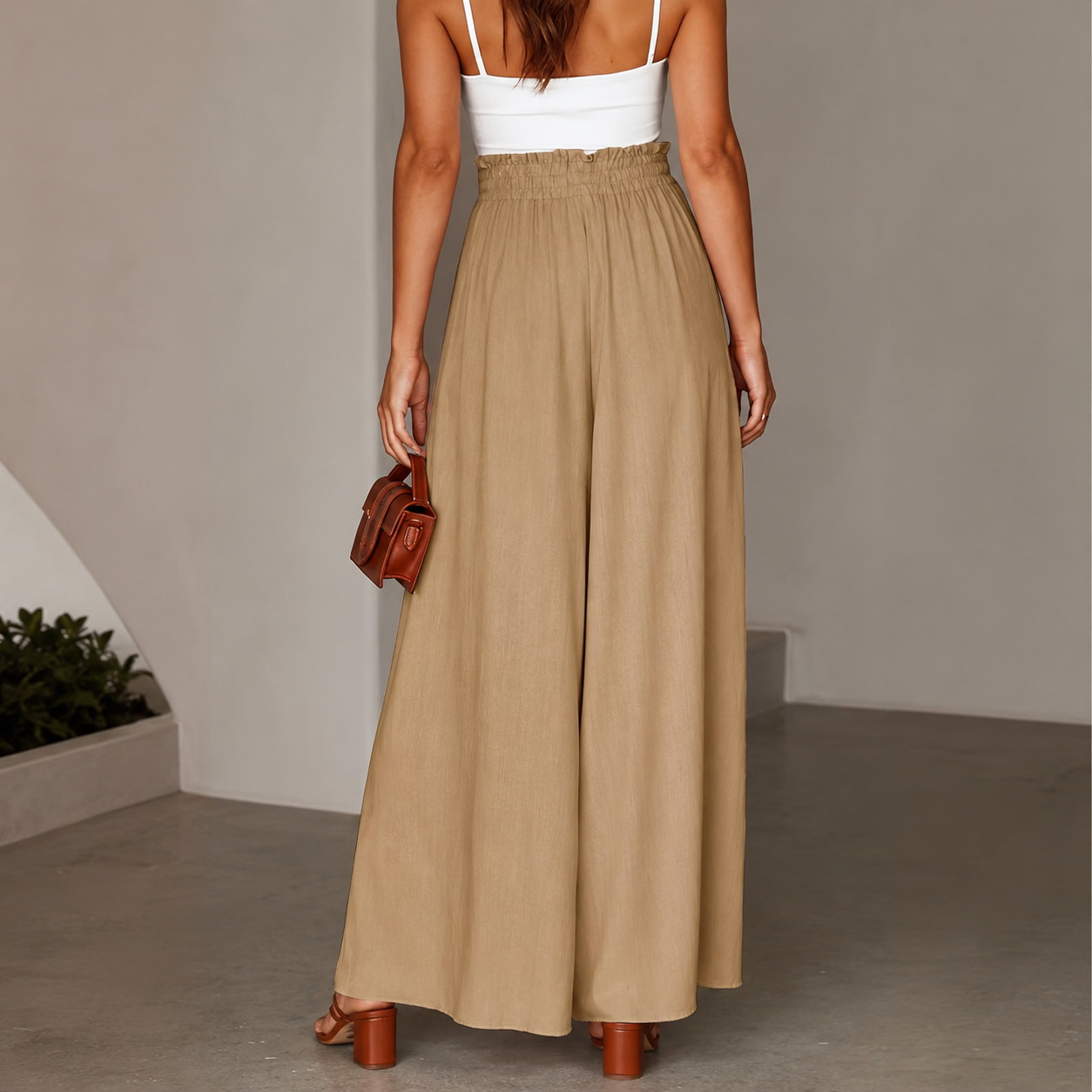 Casual High Rise Drawstring Loose Fit Pants For Women