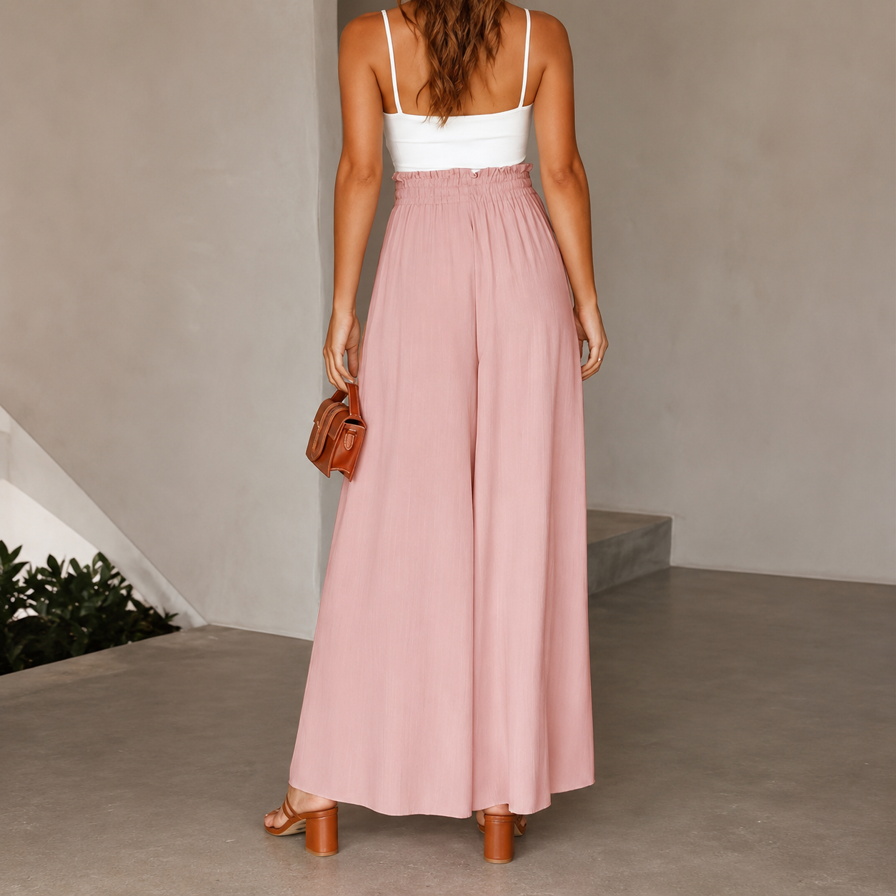 Casual High Rise Drawstring Loose Fit Pants For Women
