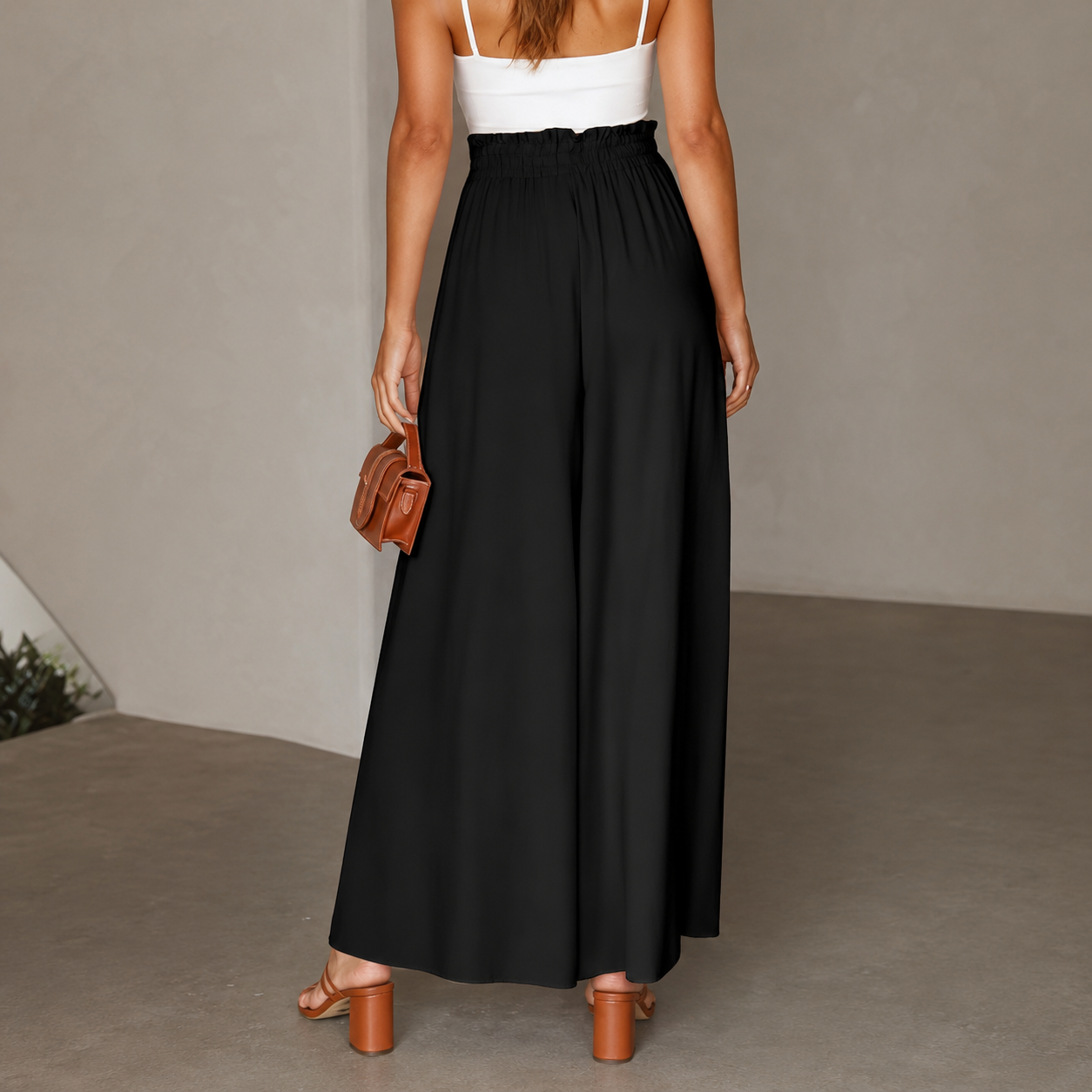 Casual High Rise Drawstring Loose Fit Pants For Women