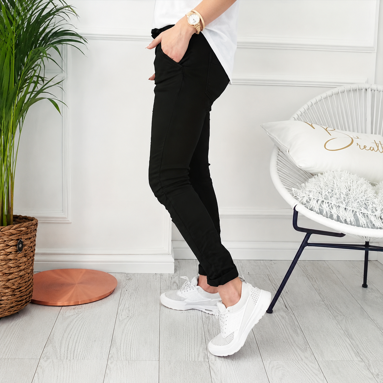 Casual Long Skinny Solid Fashion Pants With Drawstring For Women