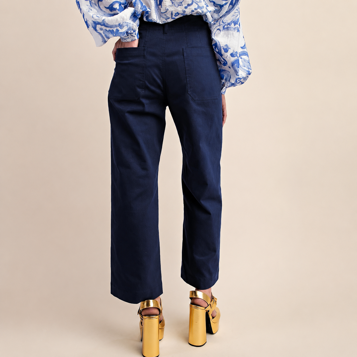 Casual Wide Cropped Stretchy Straight Pants For Women
