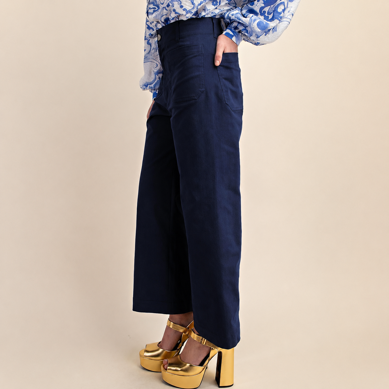 Casual Wide Cropped Stretchy Straight Pants For Women