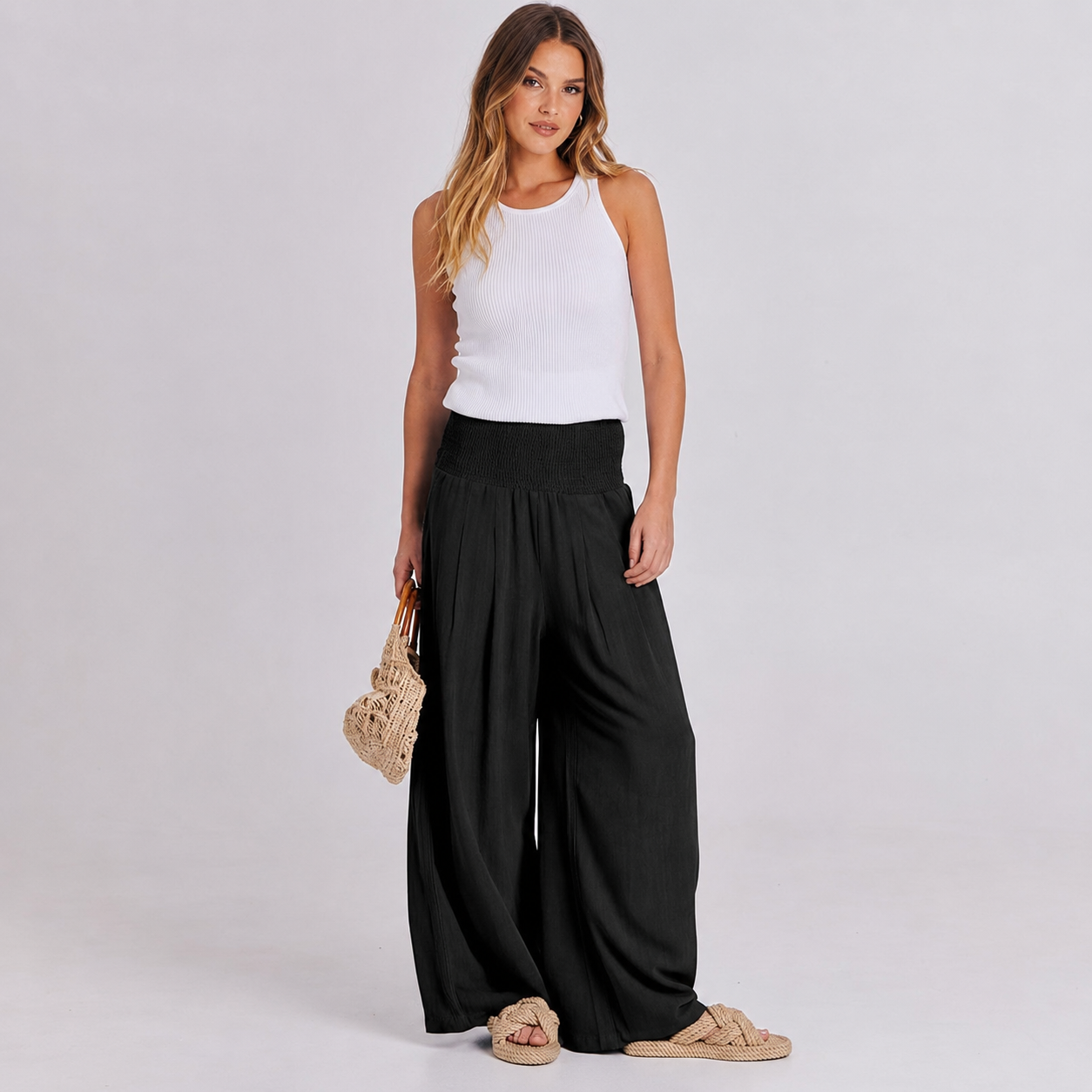 Casual Lounge Wide Loose Boho Linen Fit Pants For Women