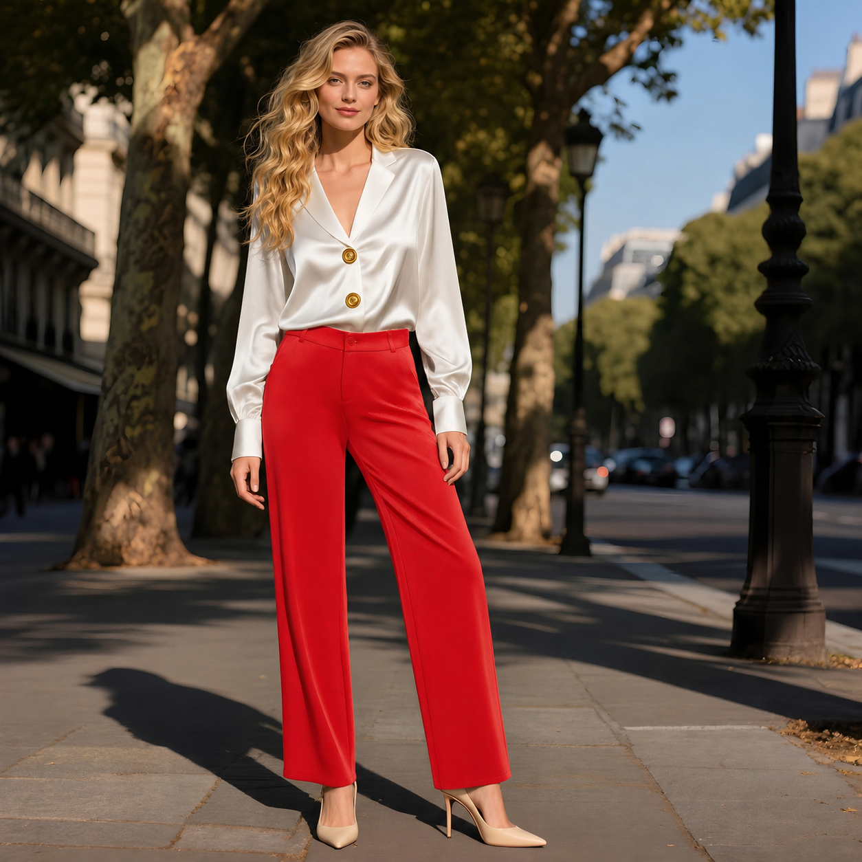 Casual Straight High Trousers With Pockets For Women