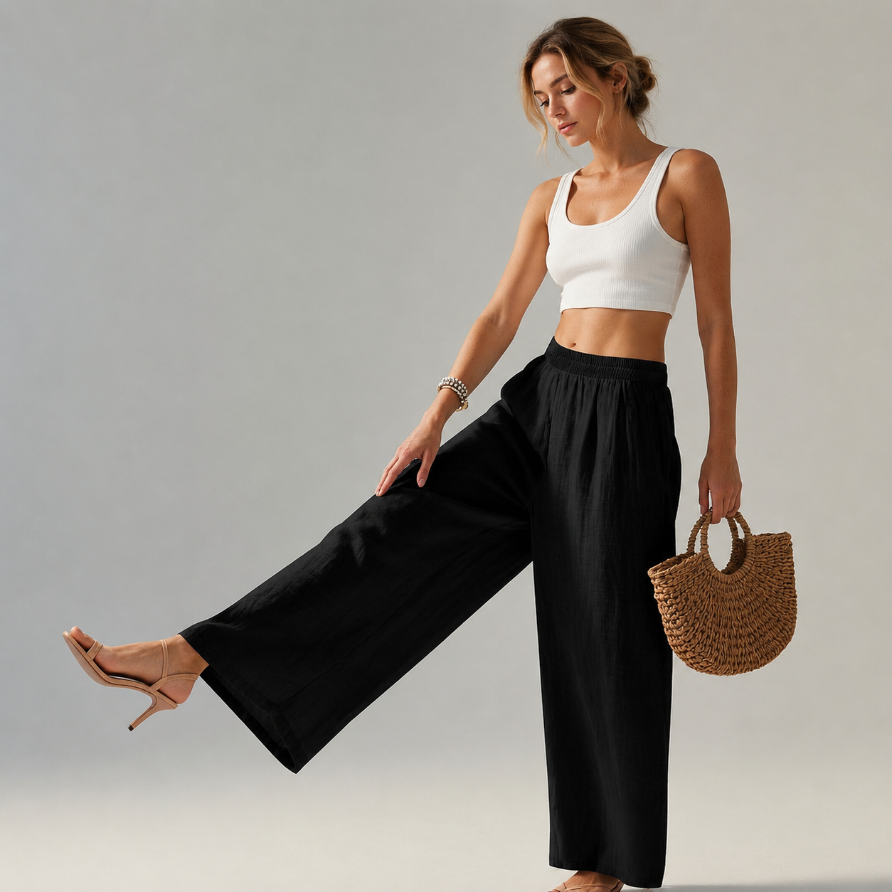 Casual Palazzo Pants With Pockets For Vacation Wear For Women