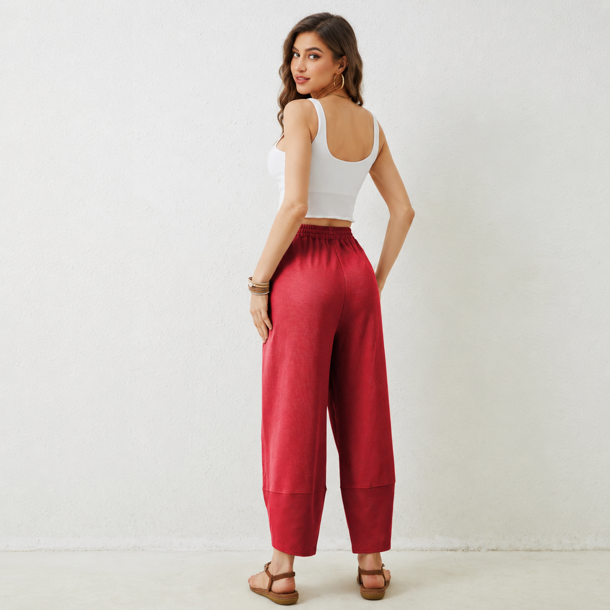 Casual Wide Baggy Palazzo Pants With Pockets For Women