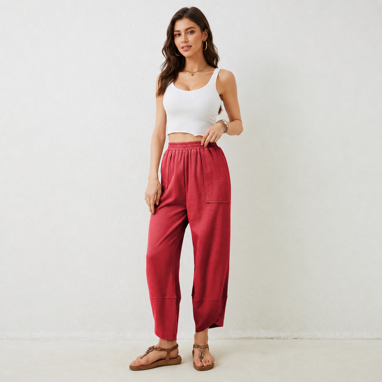 Casual Wide Baggy Palazzo Pants With Pockets For Women