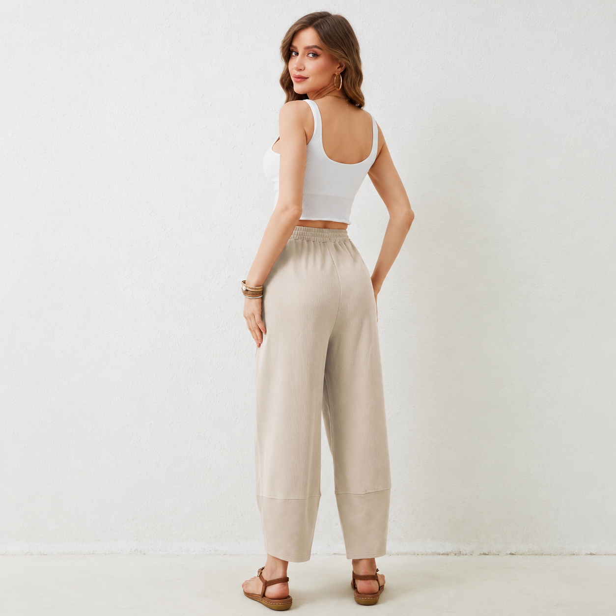 Casual Wide Baggy Palazzo Pants With Pockets For Women