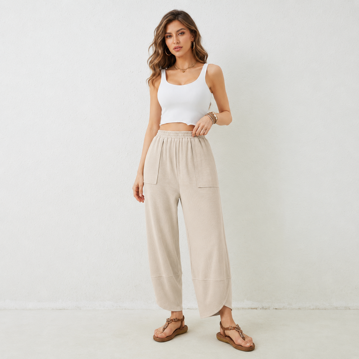 Casual Wide Baggy Palazzo Pants With Pockets For Women