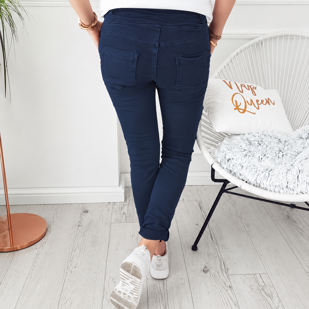 Solid Colored Casual Drawstring Skinny Pants For Spring Fall