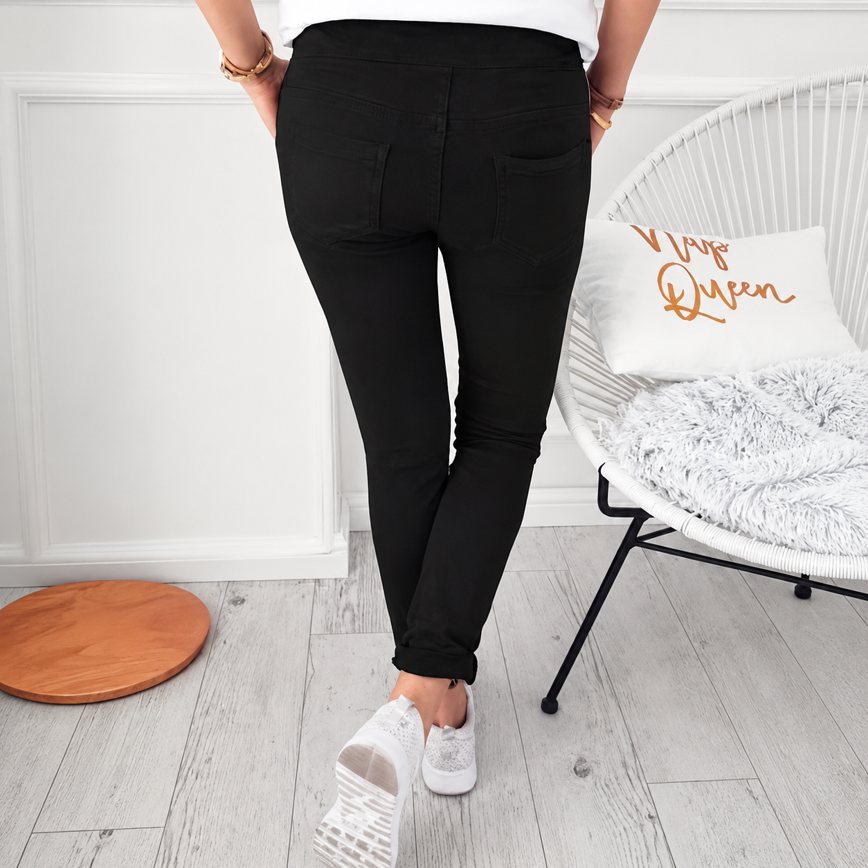 Solid Colored Casual Drawstring Skinny Pants For Spring Fall