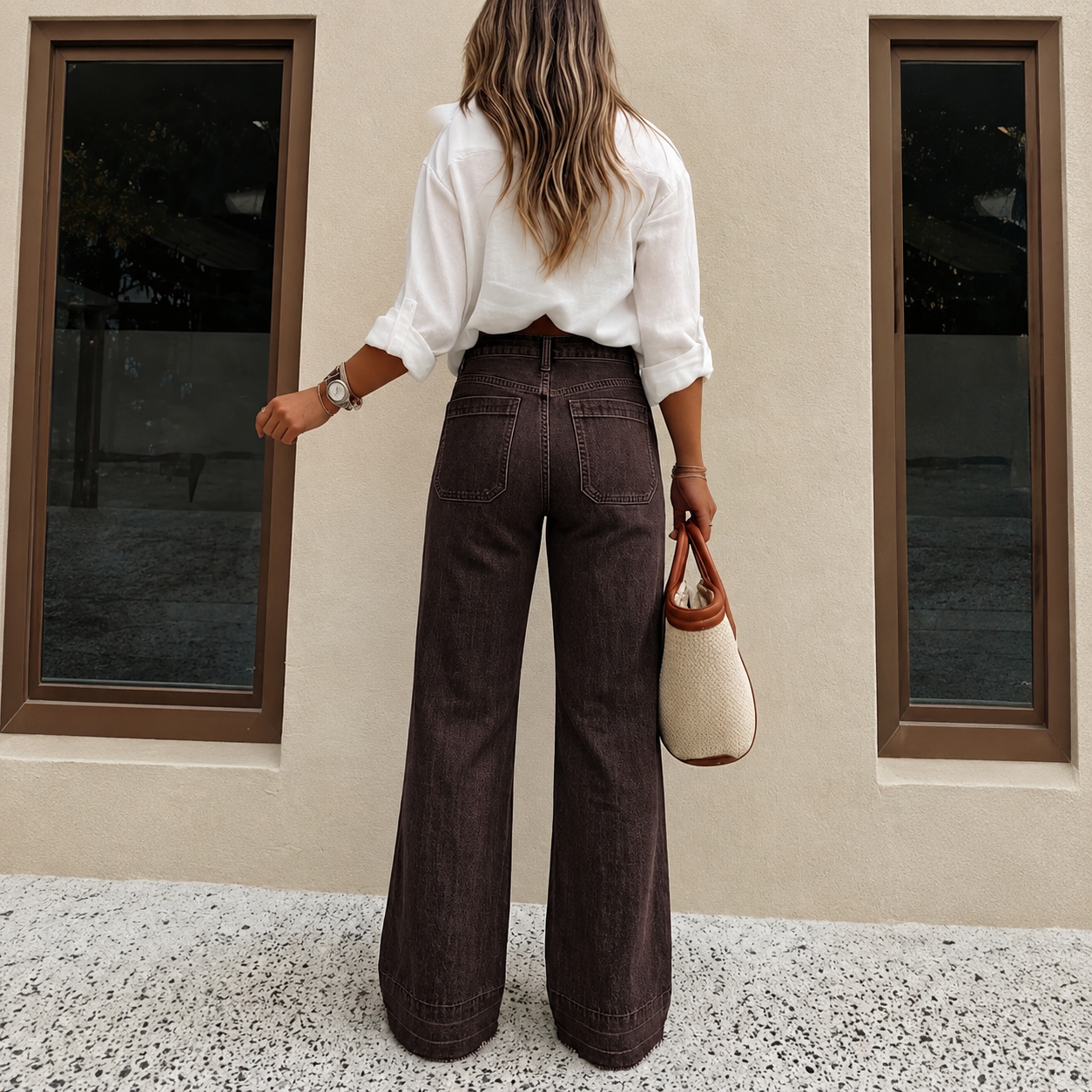 Casual Loose Fit Wide Denim Jeans For Women