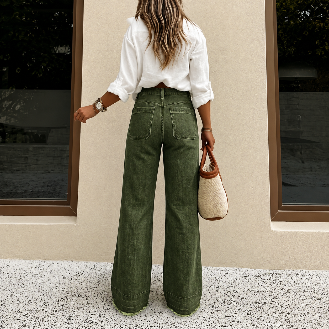 Casual Loose Fit Wide Denim Jeans For Women