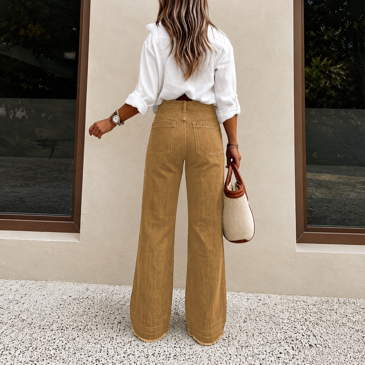 Casual Loose Fit Wide Denim Jeans For Women