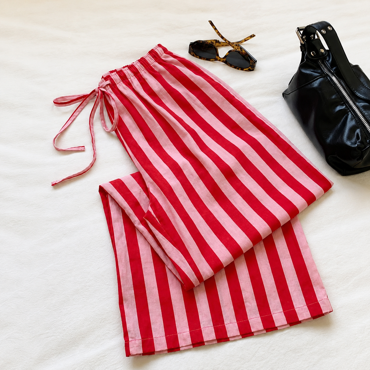 Casual Striped Tie Front Strong Long Pants