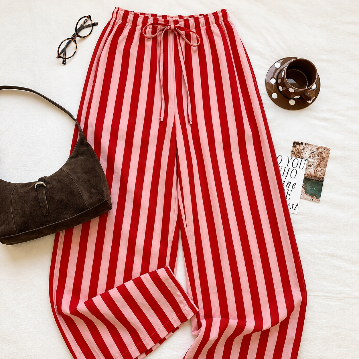 Casual Striped Tie Front Strong Long Pants