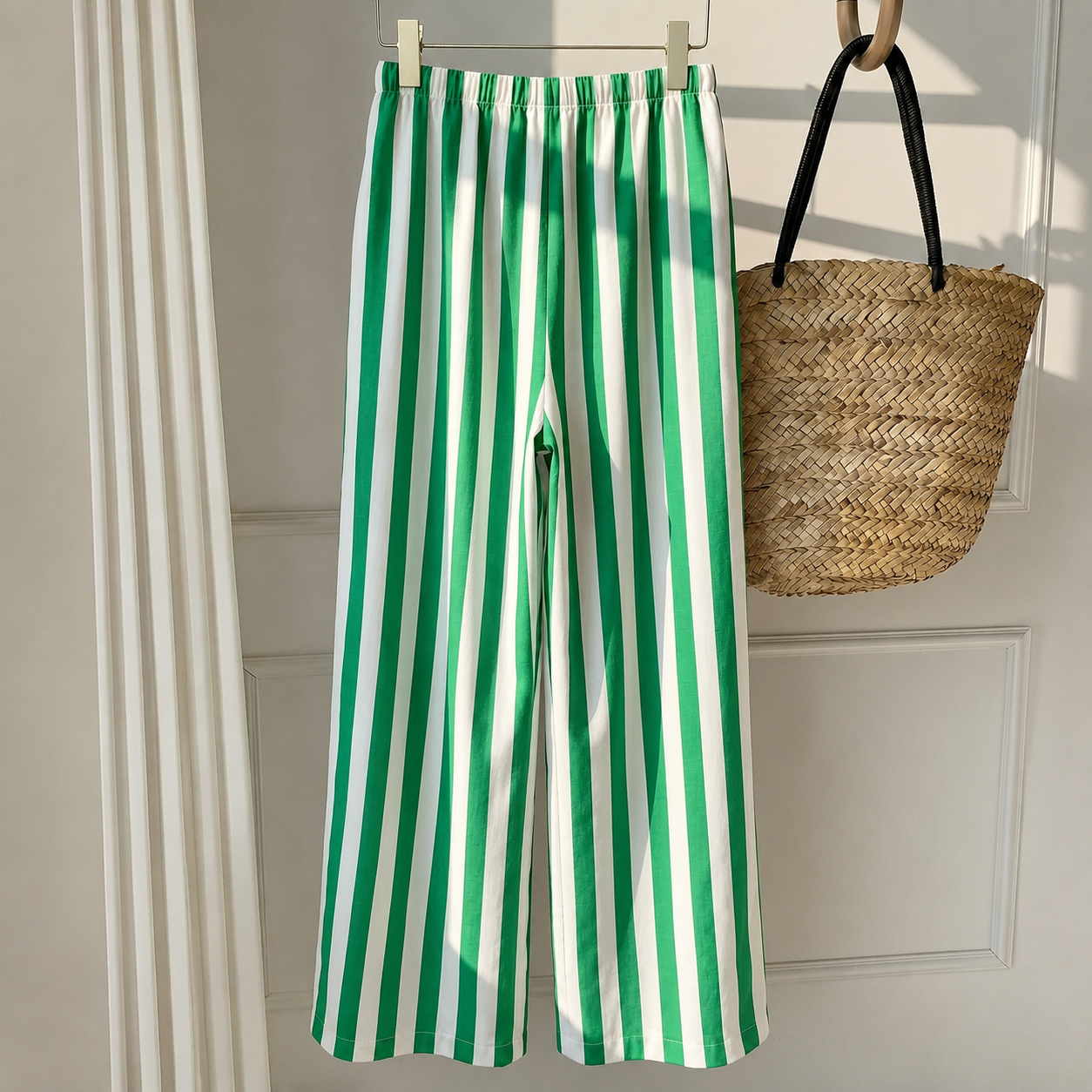 Casual Striped Tie Front Strong Long Pants