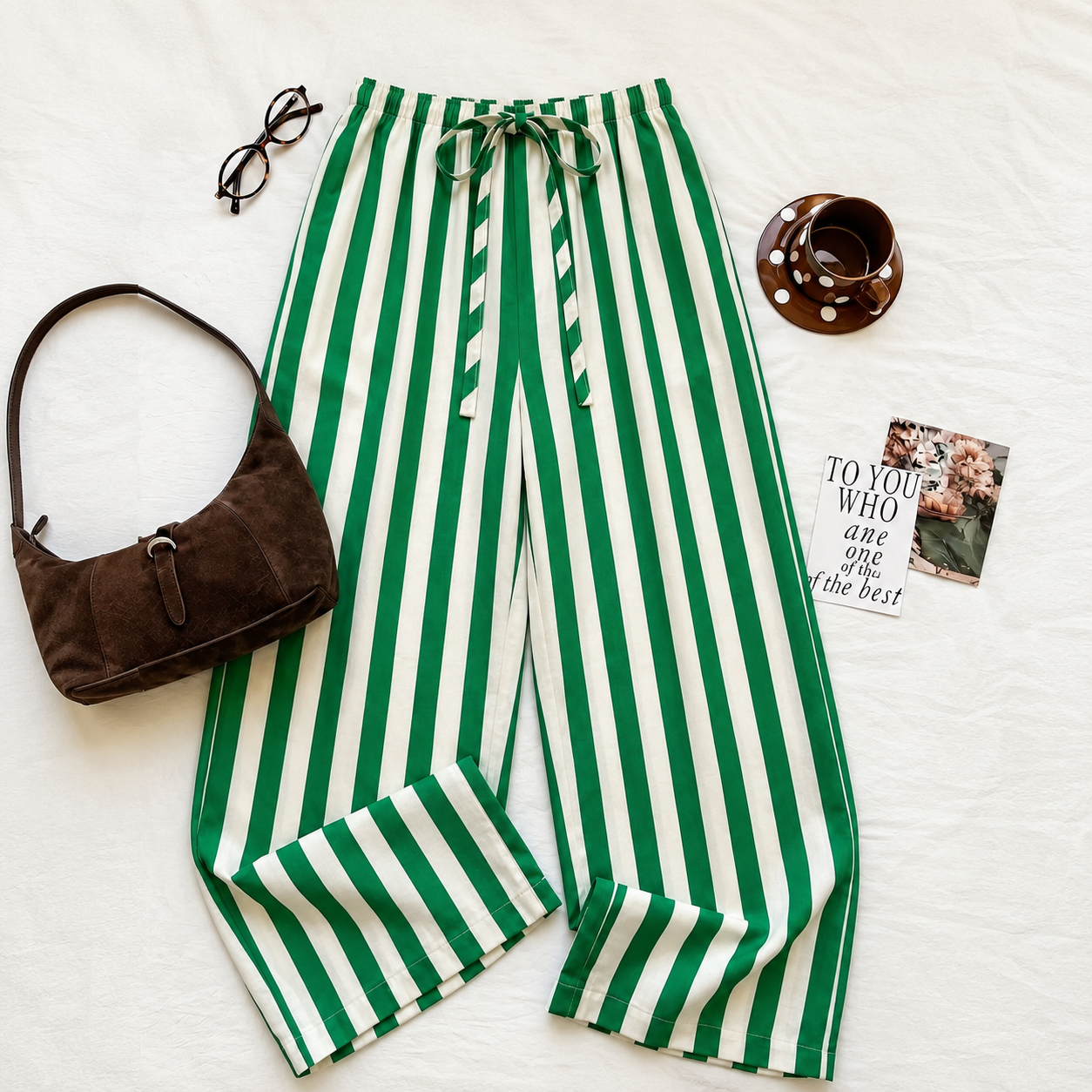 Casual Striped Tie Front Strong Long Pants