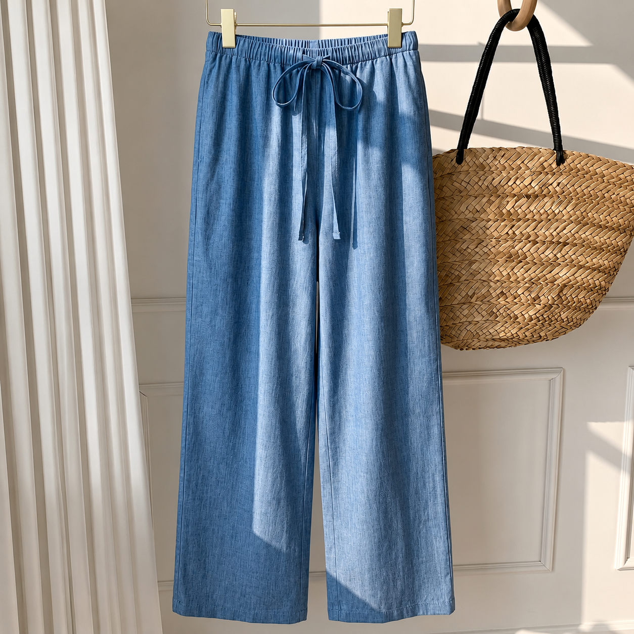Casual Striped Tie Front Strong Long Pants