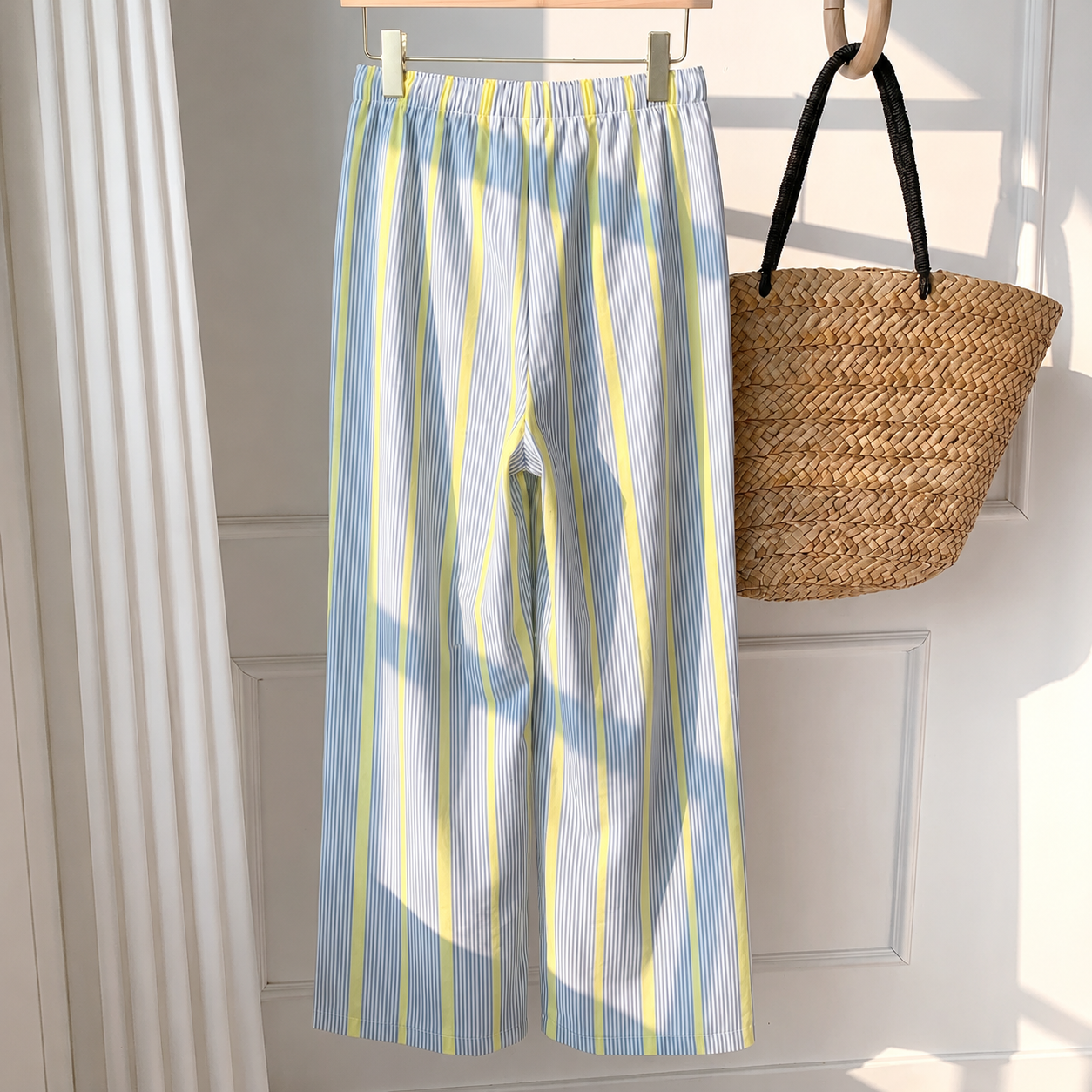 Casual Striped Tie Front Strong Long Pants