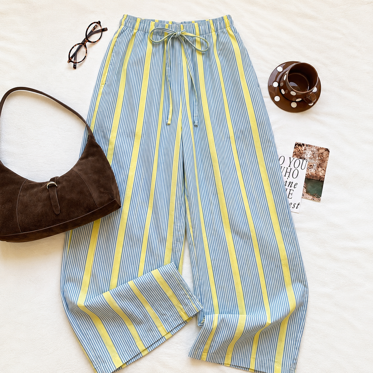 Casual Striped Tie Front Strong Long Pants