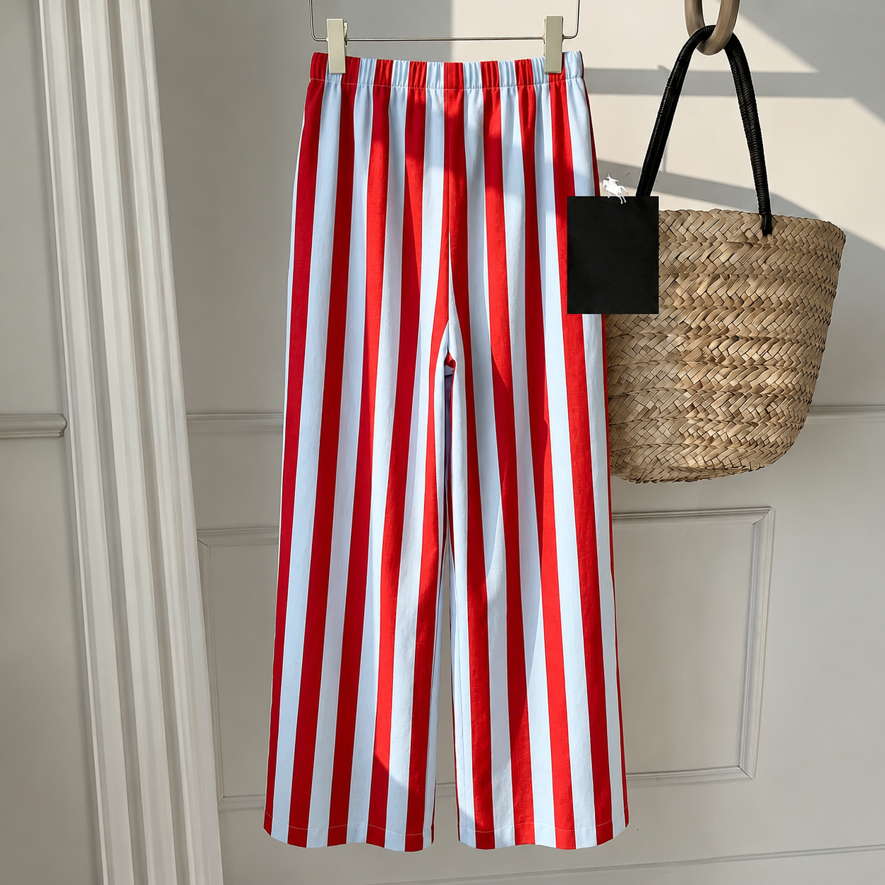 Casual Striped Tie Front Strong Long Pants