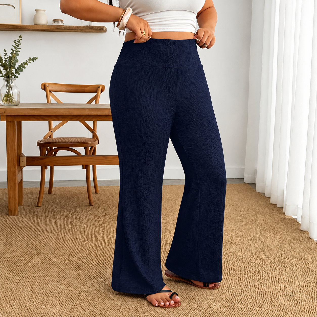 Plus Size Formal Lounge Summer Trouser With Pockets For Women