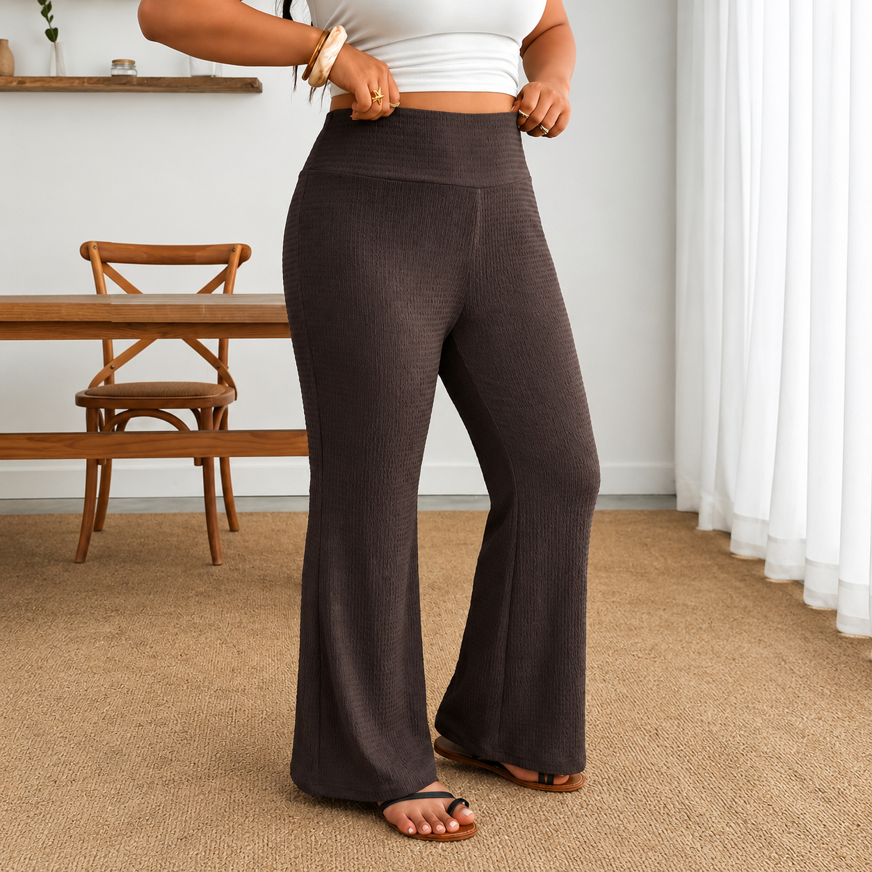 Plus Size Formal Lounge Summer Trouser With Pockets For Women