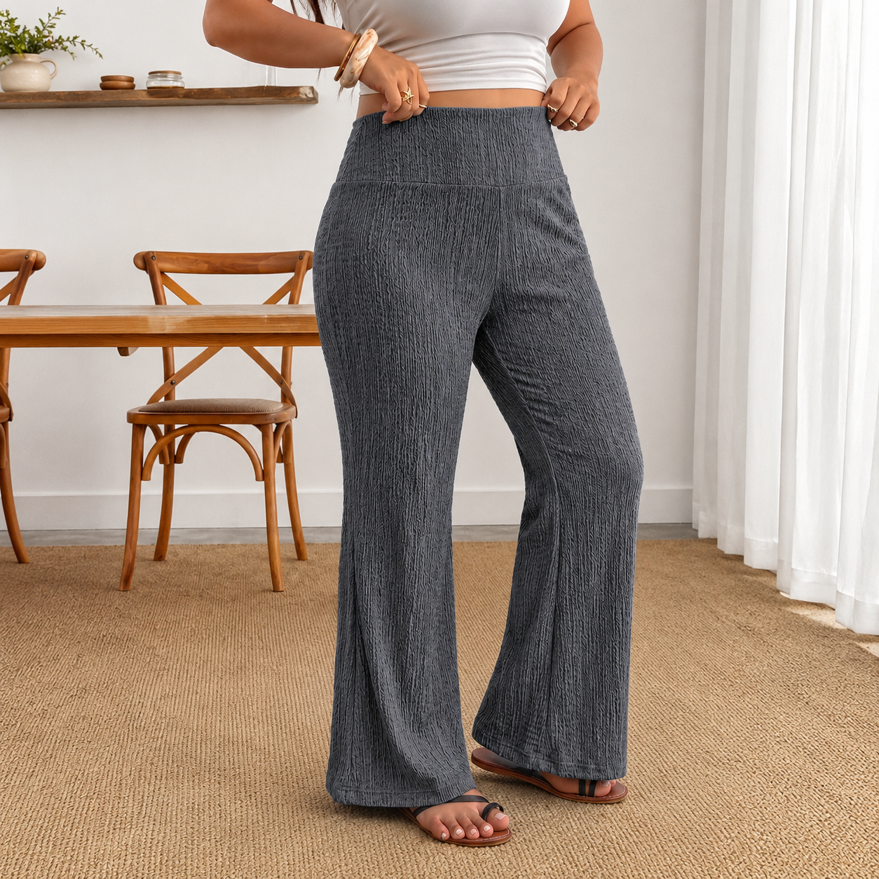 Plus Size Formal Lounge Summer Trouser With Pockets For Women