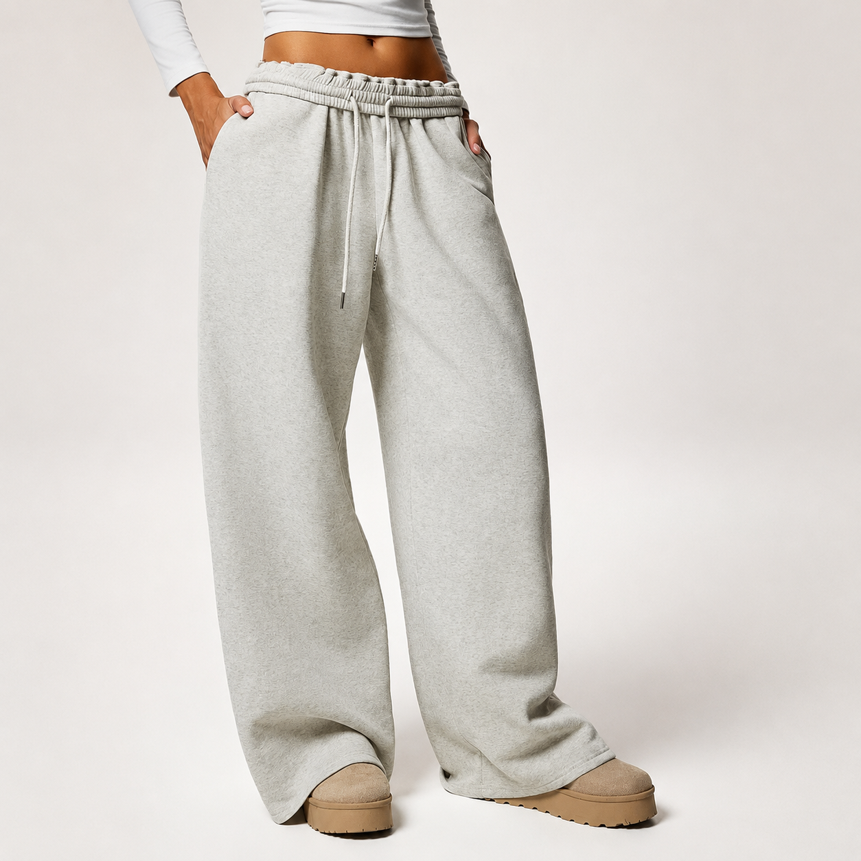Thermal Lined High Waisted Loose Sweatpants