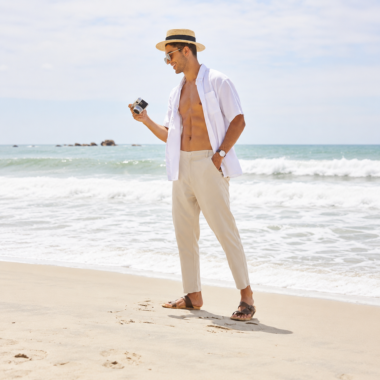 Casual Slim Cotton Linen Yoga Beach Pants For Men