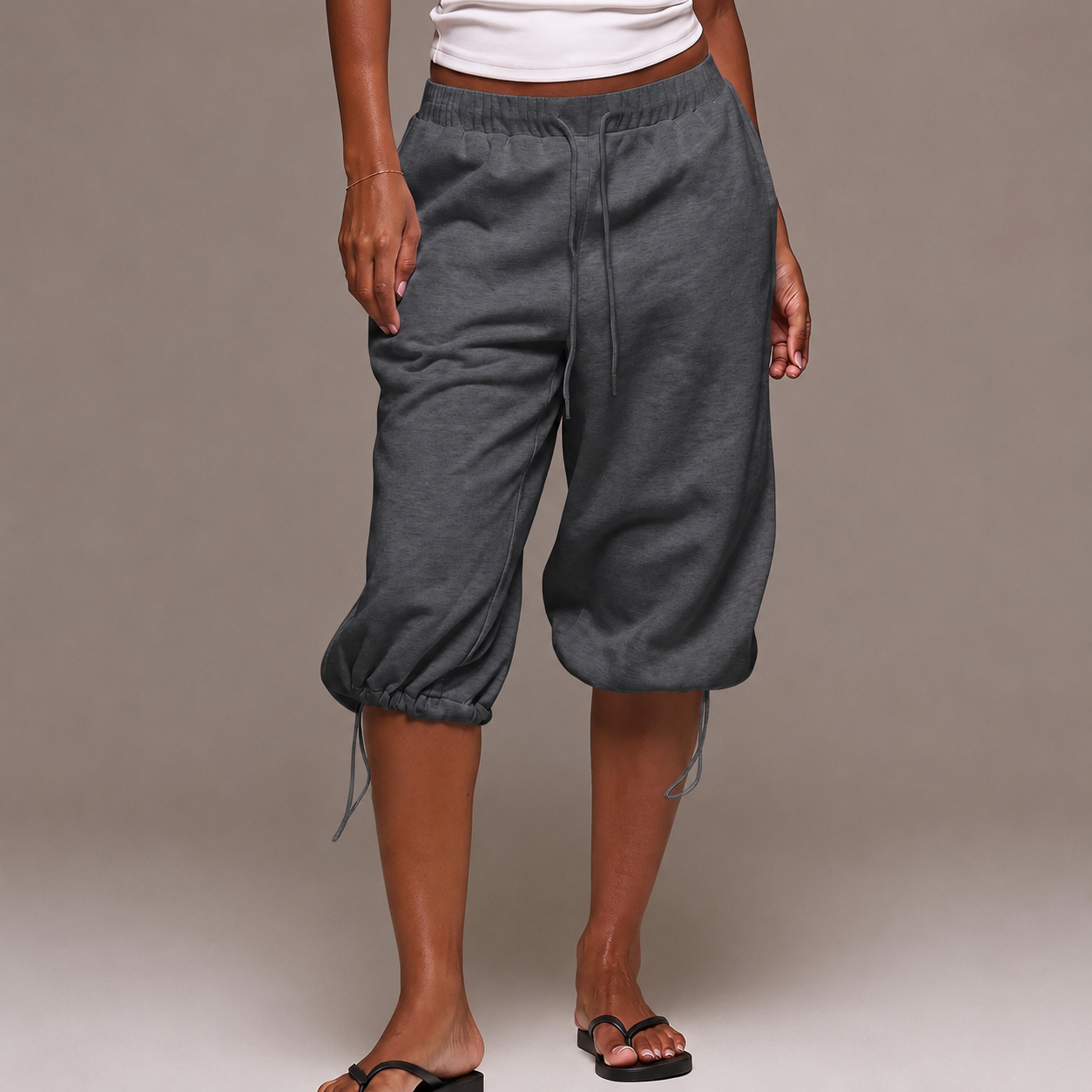 Low Rise Adjustable Toggle Casual Joggers For Women
