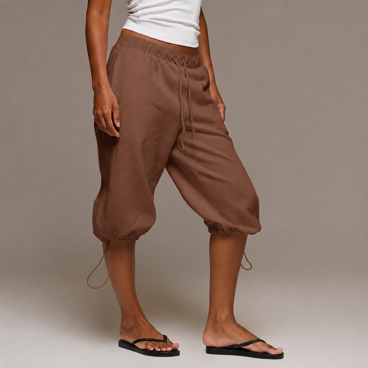 Low Rise Adjustable Toggle Casual Joggers For Women