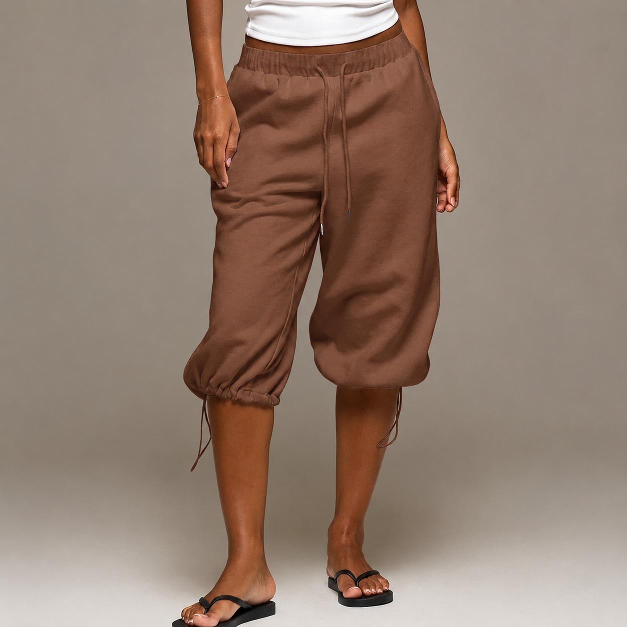 Low Rise Adjustable Toggle Casual Joggers For Women