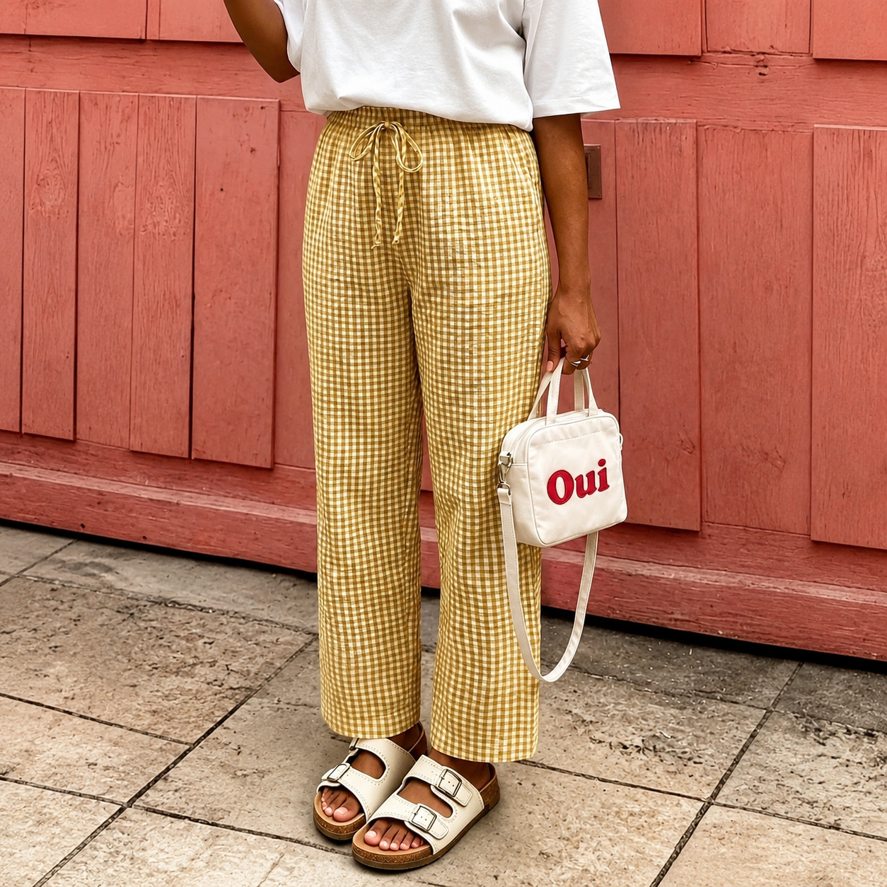 Plaid Bow Detail Bohemian Palazzo Pants For Women
