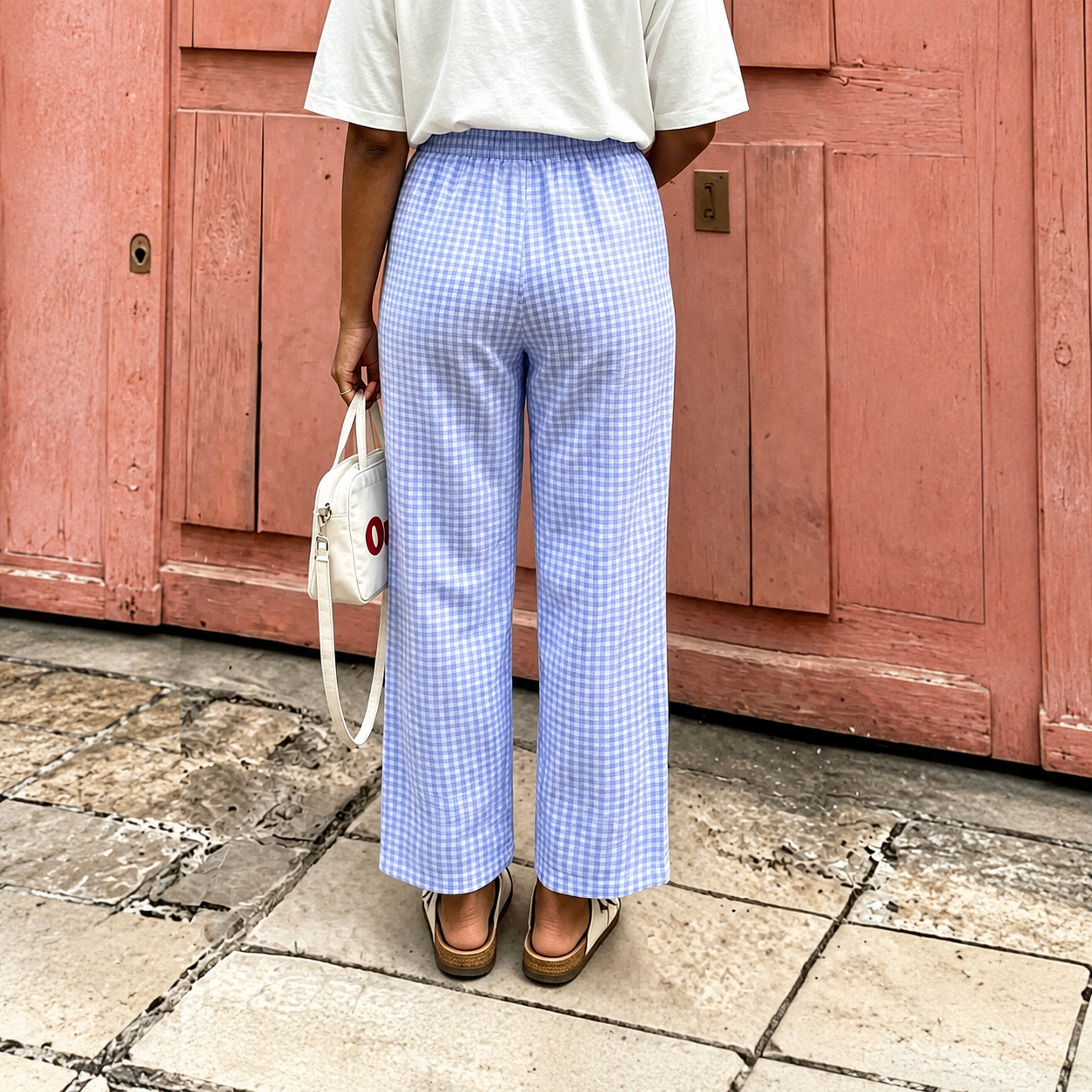 Plaid Bow Detail Bohemian Palazzo Pants For Women
