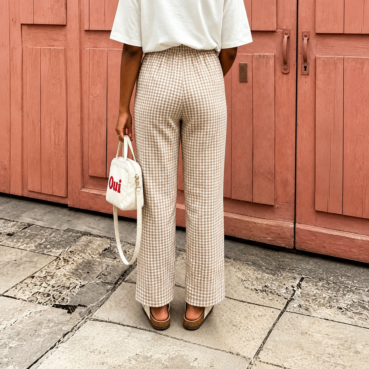 Plaid Bow Detail Bohemian Palazzo Pants For Women